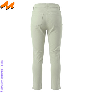 Pantalon décontracté pour femme, coupe régulière, cinq poches, ourlet fendu, tissu respirant, été-printemps, coton élasthanne 6,64 oz - Product Image 3