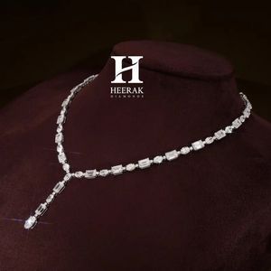 Luxury Geometric Emerald Shape Tennis Choker Long Drop Oval Diamond Lariat <b>Necklace</b> 925 Silver Platinum Plated <b>Statement</b> Jewelry - Product Image 2