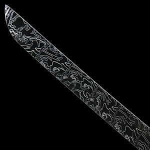 Katana en acier de Damas avec manche en bois et fourreau, lame droite de qualité industrielle - Product Image 5