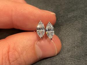 Boucles d'oreilles clous en diamant marquise de 1,5 carat cultivé en laboratoire, or 14 carats, certifié IGI, clarté VS1, style minimaliste, anniversaire, anniversaire de mariage - Product Image 3