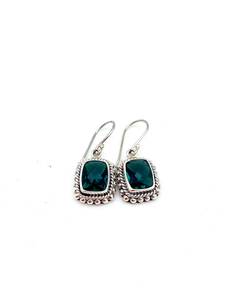 Boucles d'oreilles vintage en argent sterling et quartz vert, faites à la main, élégantes, bijoux pour femmes, pour mariage, fête, cadeau - Product Image 5