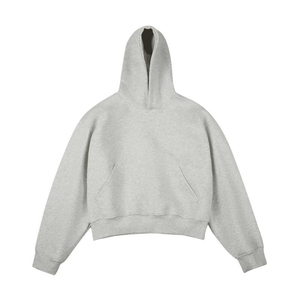 เสื้อฮู้ดครอปสีเทาแบบยูนิเซ็กซ์ ผ้าฝ้ายเฟรนช์เทอร์รี่ สีพื้น ทรงโอเวอร์ไซส์ มีกระเป๋า ดีไซน์ลำลอง ใส่ได้ในฤดูใบไม้ร่วง - Product Image 2