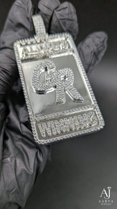 Colgante Personalizado de Plata 925 con Moissanita, Chapado en Rodio, Geométrico, con Letra o Nombre, para Hombre y Mujer - Product Image 3