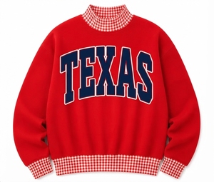 Sudadera de punto extragrande para mujer con hombros caídos, forro polar, cuello alto blanco, estampado de letras FL azules grandes, informal, de manga larga - Product Image 6