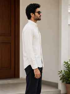 <b>Men's</b> Solid <b>White</b> <b>Long</b> <b>Sleeve</b> Button Down Casual <b>Shirt</b> Turn Down Collar Summer Linen Top - Product Image 3
