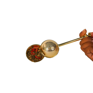 Colador de té de latón con mango, Chai Channi, filtro de malla ecológico para té y café, suministros de la India - Product Image 3