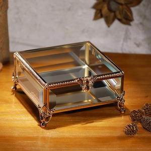 Premium Gift Metal & Glass Jewelry <b>Box</b> Luxury <b>Trinket</b> Organizer for Jewelry Collection Rings Earrings Necklace Bracelet - Product Image 1