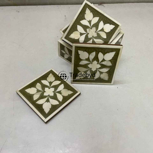 Ensemble de sous-verres de luxe en os incrusté, faits à la main, 4x4 pouces, carrés, qualité supérieure, couleurs et logo personnalisables, marque Tradebyd - Product Image 3