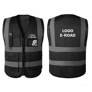 Gilet de sécurité bleu haute visibilité avec bandes réfléchissantes et plusieurs poches, vêtements de travail unisexes - Product Image 3