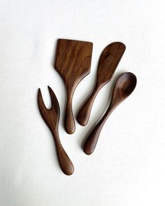 Juego de cucharas de cocina de madera maciza con espátula, cuchara para sopas, espátula volteadora y cuchara para mezclar, para cocinar en la cocina. - Product Image 3