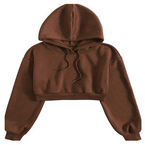 Hoodie court personnalisé pour femme, sweats à capuche et pulls décontractés pour femme, vêtements de sport légers en coton doux, fabricant OEM - Product Image 1