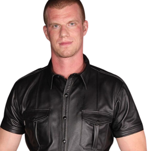 <b>Piped</b> Formal Leather Uniform Shirt 4 Color Options Sleeveless Design - Product Image 6