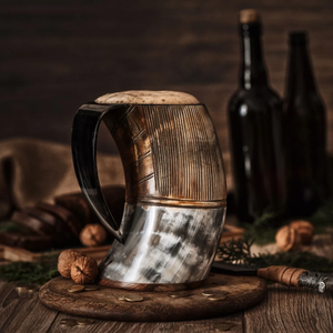 แก้วน้ำทำมือจากเขาควายสไตล์ไวกิ้ง ดีไซน์ใหม่สำหรับเบียร์และกาแฟ แก้วน้ำเขาควายธรรมชาติ - Product Image 3