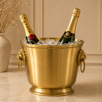 Seau à champagne en laiton Chardonnay, fait main, avec poignée double anneau, refroidisseur à glace haut de gamme pour bar à vin, célébration de mariage
