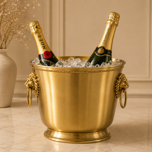 Seau à champagne en laiton Chardonnay, fait main, avec poignée double anneau, refroidisseur à glace haut de gamme pour bar à vin, célébration de mariage - Product Image 4