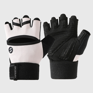 Guantes de Billar Deportivos Unisex, Medios Dedos, Protección de Muñeca Larga, Correa Ajustable, Cuero Color Bronceado, para Exteriores - Product Image 1