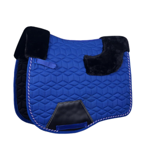 Premium Sheepskin Horse Saddle Pad Set with Matching Ear Bonnet | Hexagon Quilted <b>Equestrian</b> Saddle Cloth | Horse Riding - Product Image 2
