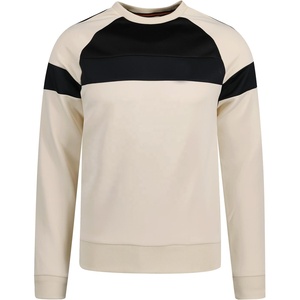 Sweat-shirt à col rond pour homme, couleur crème, blocs de couleurs, manches raglan, tricoté, coupe classique, pull décontracté, style automne 2027 - Product Image 1