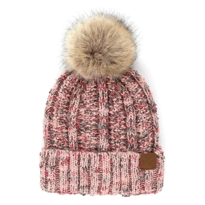 Pink Knitted <b>Beanie</b> <b>With</b> <b>Pom</b>-<b>Pom</b> Unisex Winter Hat Handmade Acrylic Casual Outdoor Wear 56-58CM - Product Image 5