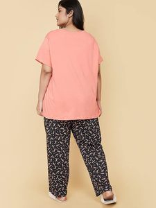 Women’s Lightweight Cotton Printed Sleepwear Set Round Neck Half Sleeve Top & <b>Pyjama</b> Pants - Product Image 2