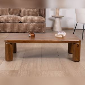 Vandana Golden Frame design coffee <b>table</b> with <b>round</b> Padouk legs in <b>solid</b> mango <b>wood</b> - Product Image 4