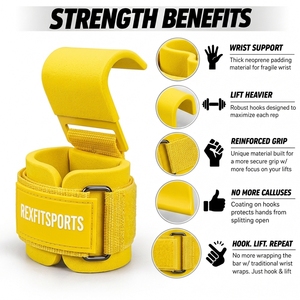 Ganchos de levantamiento de pesas OEM con soporte para muñeca para entrenamiento de fuerza y ejercicios de tracción, personalización de marca, proveedor mayorista para gimnasios - Product Image 3