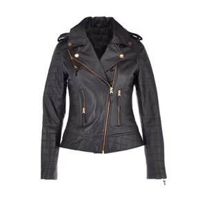 Women Faux Leather Shimmer Biker Jacket Cropped Moto Jacket Asymmetrical Zip Belted Streetwear <b>Coat</b> OEM Custom - Product Image 1