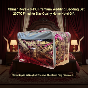 Ensemble de literie de mariage haut de gamme Chinar Royale 8 pièces, drap-housse 200TC pour lit king size, qualité hôtel, cadeau pour la maison - Product Image 3