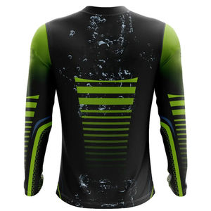 Camisa de Pesca de Manga Larga para Hombre con Estampado de Peces, Secado Rápido, Cuello en V, Ropa Casual para Exteriores, Diseño Estampado Verde y Negro - Product Image 4