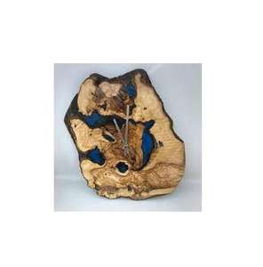 Horloge murale en bois naturel et résine époxy, finition polie rustique, idéale pour cadeau, décoration intérieure, restaurant, hôtel - Product Image 2