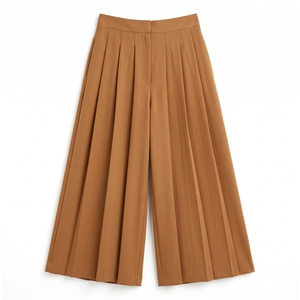 Pantalones Culottes Plisados de Cintura Alta para Mujer, Estilo Casual de Verano, Pierna Ancha, Largo hasta la Rodilla, OEM, ODM, Venta al por Mayor, Fábrica, Marca Privada |   MOQ bajo - Product Image 2