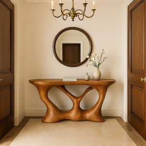 Table console Luxali de luxe, faite à la main, en bois massif, table de toilette élégante pour salon et couloir, meubles de villa - Product Image 3