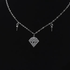 S925 Silver Diamond Shaped Necklace Bracelet <b>Set</b> Women's DIY Accessory with <b>Pearl</b> Semi-Finished Product Fashion <b>Jewelry</b> <b>Set</b> - Product Image 4