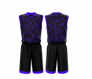 Ensemble d'uniformes de basketball personnalisés entièrement sublimés, maillot et short de sport respirants en polyester pour hommes et femmes - Product Image 2
