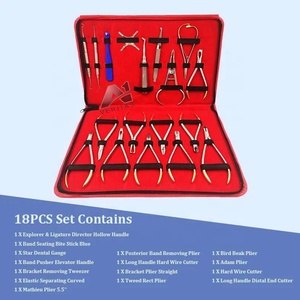 Kit de instrumentos de ortodoncia dental de primera calidad de acero inoxidable, 18 piezas, venta al por mayor, equipos dentales personalizados, conjunto CE - Product Image 3