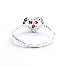 Natural Red <b>Garnet</b> Heart Cluster <b>Ring</b>, 925 Sterling <b>Silver</b> Fine Jewelry, January Birthstone <b>Ring</b> for Women - Product Image 4