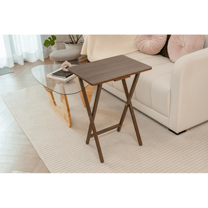 XL Oversized <b>Folding</b> Tray <b>Table</b> Set of 4 with Rack Rustic Espresso Dining <b>Tables</b> - Product Image 5