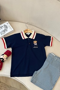 2025สำหรับทุกเพศ A001เสื้อโปโลผ้าฝ้ายจระเข้สแปนเด็กซ์พร้อมการ์ตูนคลาสสิกแนววินเทจปักลายหมีดีไซน์ทุกเพศสำหรับเด็ก - Product Image 2