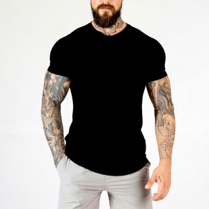 Camiseta de Manga Corta para Hombre, Corte Ajustado, Cuello Redondo, Color Sólido, Estilo Casual, Tejido Jersey, Largo Regular, 100% Algodón - Product Image 1