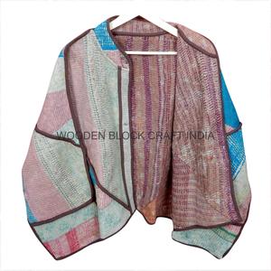 Veste Kantha indienne matelassée à la main en coton 100% - Col mandarin vintage - Respirante - Séchage rapide - Écologique - Automne-hiver - Product Image 5