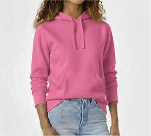 Sudadera con Capucha Rosa para Mujer, Color Sólido, Corte Regular, con Bolsillos, 100% Algodón Tejido, Transpirable, para Otoño - Product Image 1