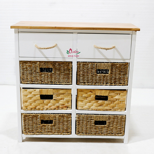 Mueble de Madera de Diseño Moderno con Cajones Tejidos de Jacinto de Agua y Seagrass, Almacenamiento Ecológico que Ahorra Espacio para Sala de Estar o Apartamento - Product Image 3