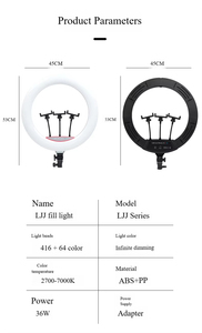 Dia 45cm 18inch 36W Led Selfie Ring Light 18inch Big Size Lash Lamp 2700-7000K With USB Charging Light Ring - Product Image 2