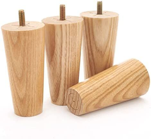 Luxury Solid Wood Round Furniture <b>Legs</b> Natural Finish Premium Wooden Feet <b>for</b> <b>Sofa</b> Cabinet Dresser Designer Custom <b>Sofa</b> <b>Legs</b> - Product Image 1