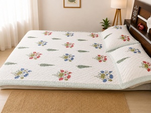 Hand Block Printed Cotton <b>Quilt</b> Reversible Indian Floral <b>Bedding</b> Lightweight Summer Razai Handmade Boho Comforter - Product Image 2