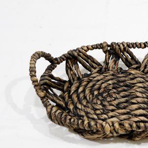 Cesta de Almacenamiento Ovalada de Jacinto de Agua Marrón Oscuro Rústico con Asas Laterales Dobles - Organización Diaria Ecológica para el Hogar - Product Image 5