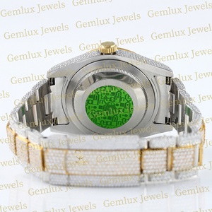 Nueva colección Auto Date Two Tone Iced Out D VVS Moissanite Diamond Acero inoxidable Árabe Dial Diamond Watch para hombres - Product Image 6