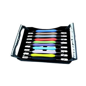 Kit de 10 Instrumentos Dentales Profesionales para Rellenos de Composite con Bandeja de Almacenamiento, Acero Inoxidable, Manual, Reutilizable - Product Image 1