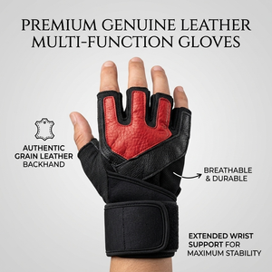 <span class=keywords><strong>Gants</strong></span> de sport mi-doigts pour hommes en <span class=keywords><strong>cuir</strong></span> imperméable antidérapants pour la <span class=keywords><strong>musculation</strong></span>, l'entraînement et le fitness en extérieur - Product Image 1