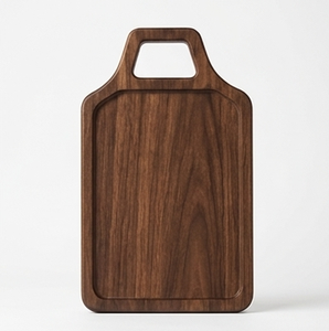 Planche à découper de cuisine artisanale en bois de manguier finition noyer durable, plateau rectangulaire avec poignée découpée sur le dessus - Product Image 4